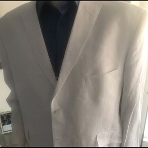 Tom James Custom Made White Linen 2 Pc Siut